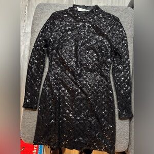 Fashion Nova Black Quilted Sequin Dress